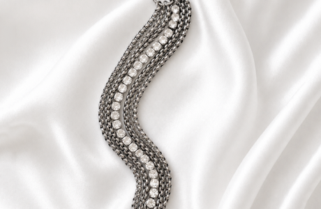 New! Layered bracelet with a layer of black crystals and love