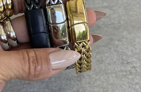 צמיד גורמט כפול כסף זהב או שחור