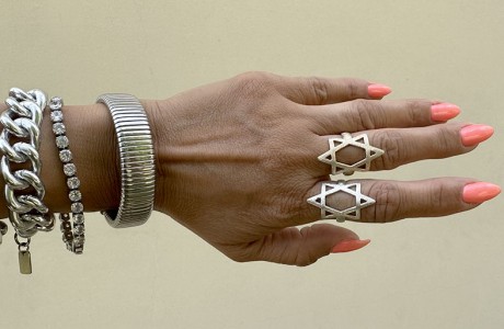 חדשה! טבעת מגן דוד מוברשת בכסף 925, או ציפוי זהב 2 מיקרון