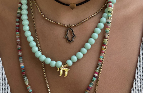new! Shell necklace with perfect hematite beads
