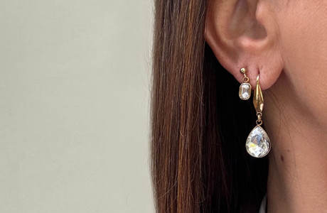 זוג עגילי זירקון טיפה