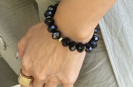 Huge black crystal beads bracelet!!!