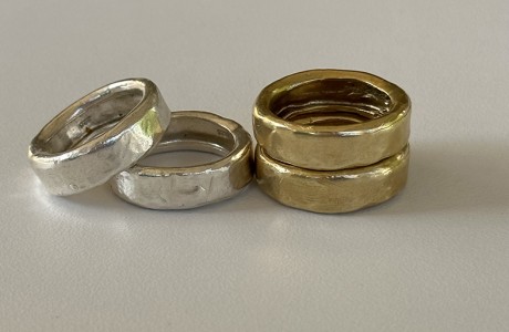 טבעת עגולות ומרוקעות כסף 925 או פליז בעבודת יד