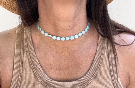 new! Shell necklace with perfect hematite beads