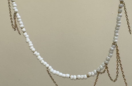 new! Shell necklace with perfect hematite beads