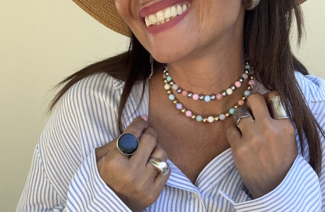 new! Shell necklace with perfect hematite beads