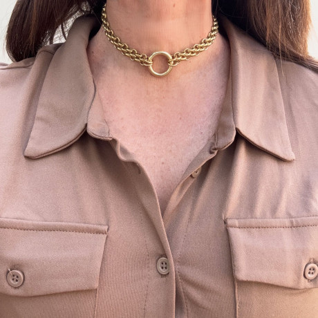 שרשרת קולר לולאה בציפוי זהב