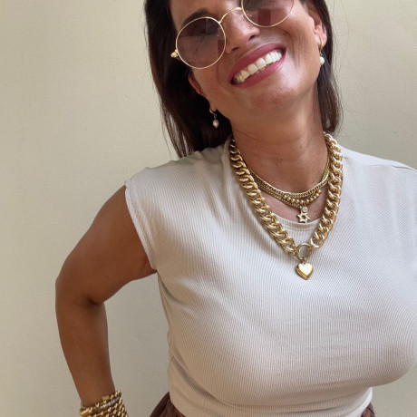 שרשרת גורמט מעוגל עם לולאה ותליון לב