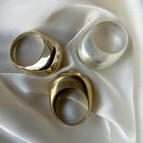 טבעת מנופחת בכסף 925, בראס גוון זהב מושחר וציפוי זהב 14K מעלפות! מאיה אהרוני טבעות