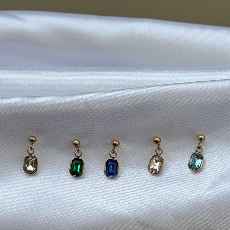 עגילי זירקון מימין תכלת, ורוד, כחול, ירוק, שקוף