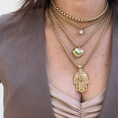 שרשראות חמסה גדולה בציפוי זהב