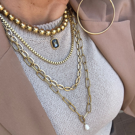 שרשרת 3 שכבות קלאסיות בציפוי זהב