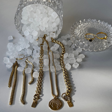 עגילי רכבת ארוכים בגוון זהב