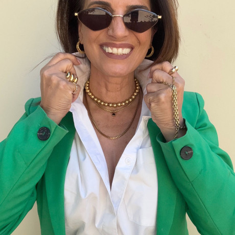 שרשרת אהבה 2 שכבות עם זירקון עגול שחור בציפוי זהב