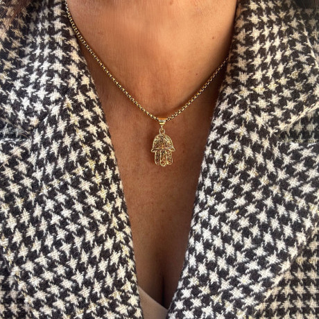 שרשרת חמסה קטנה רוחב כ 1.5 ס"מ אורך כ 2.5 ס"מ