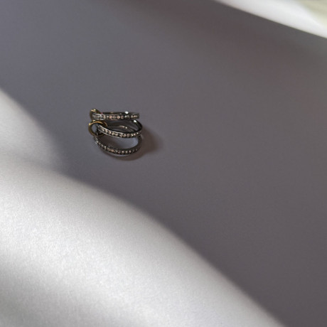 טבעת קריסטלים מחוברת קריסטלים שקופים לולאות זהב