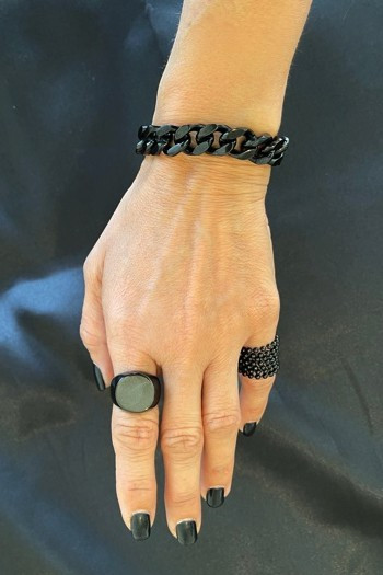 צמיד גורמט שחור רוחב 14 מ"מ מאיה אהרוני תכשיטים 