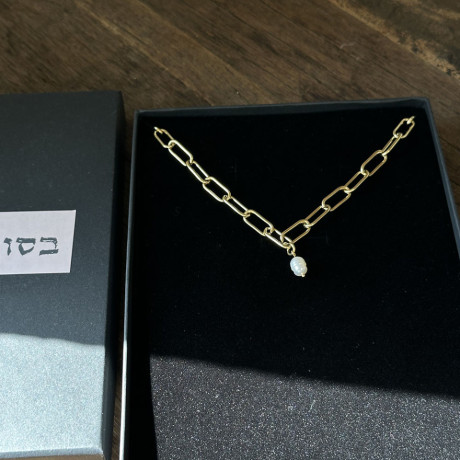 שרשרת אטבים מהממת עם פנינה 